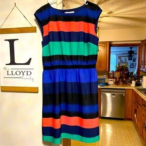 💛💕👗NWOT Striped ANN TAYLOR’S LOFT Dress w/ Black Waist Accent Size M💛💕👗